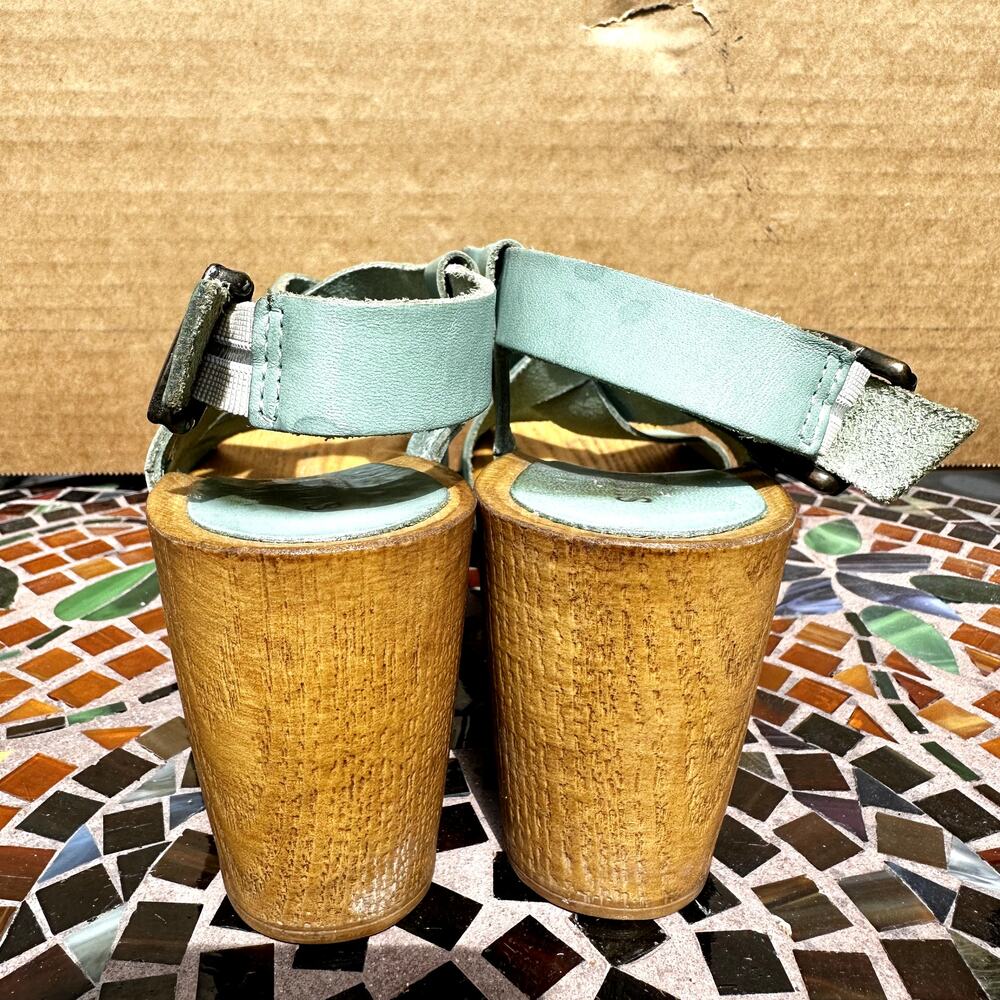 Sundance Denira Slingback Platform Sandals Heel Italian Leather Mint Green 7 - Picture 4 of 6